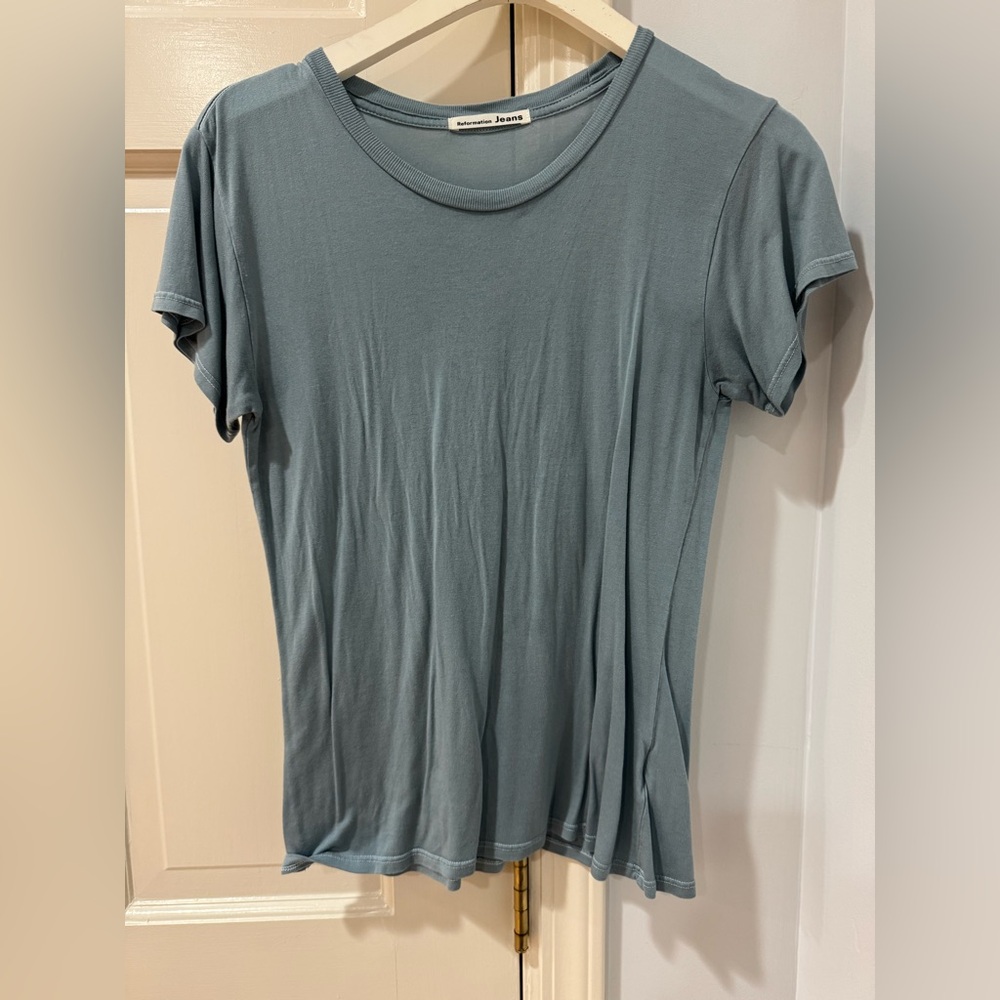 Reformation Green Fitted Short Sleeve T-Shirt